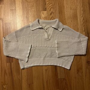 Happily Grey Women’s Cream Open Knit Cropped Sweater Size Small